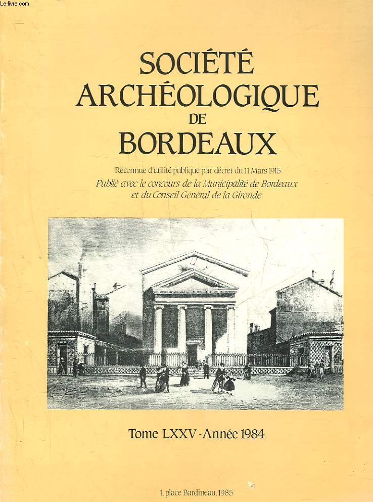 REVUE ARCHEOLOGIQUE DE BORDEAUX - TOME 75