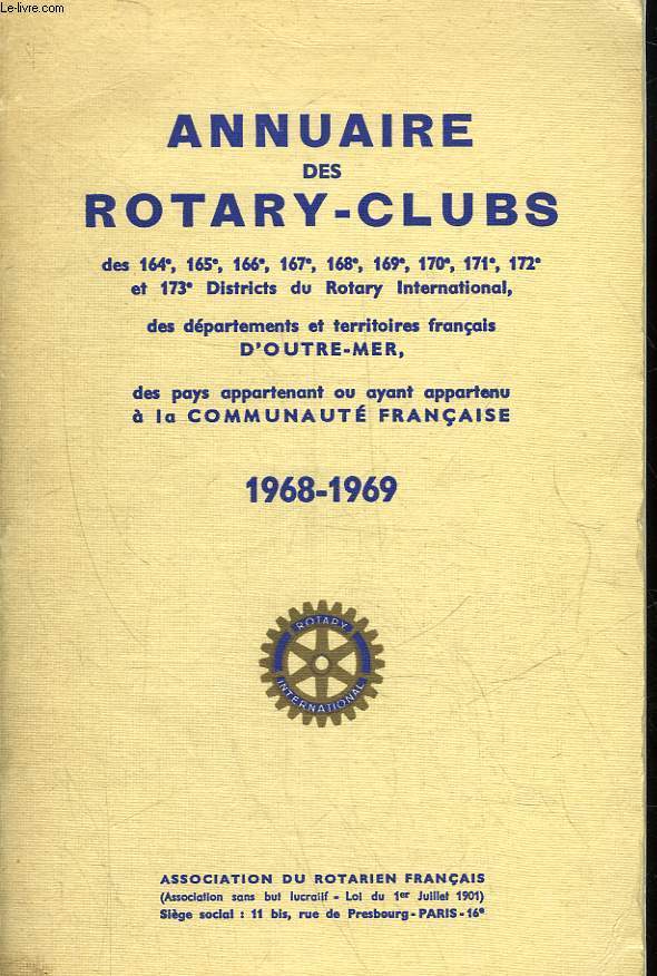ANNUAIRE DES ROTARY-CLUBS 1968 - 1969