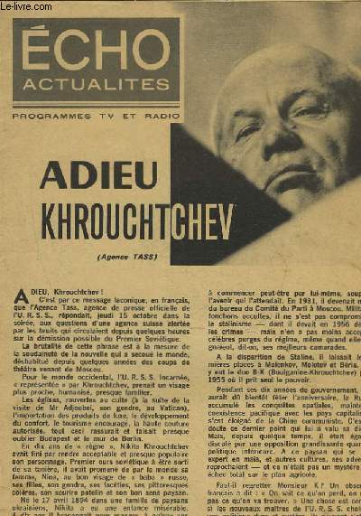 ECHO ACTUALITES - ADIEU KHROUCHTCHEV