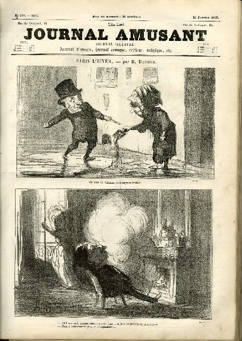 LE JOURNAL AMUSANT N 477 : PARIS L'HIVER, MALADE ET MEDECINS, UN CAS DE SEPARATION SAYNETE PHOTOGRAPHIQUE ET CONJUGALE, LETTRE D'UN VIEUX GARCON A M. SARDOU, FANTASIAS, CROQUIS