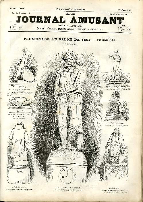 LE JOURNAL AMUSANT N 493 : PROMENADE AU SALON DE 1865, UN ENTRETIEN D'ALEXANDRE DUMAS, LES TRANSFORMATIONS DE L'HABIT, CROQUIS MILITAIRES, FANTASIAS