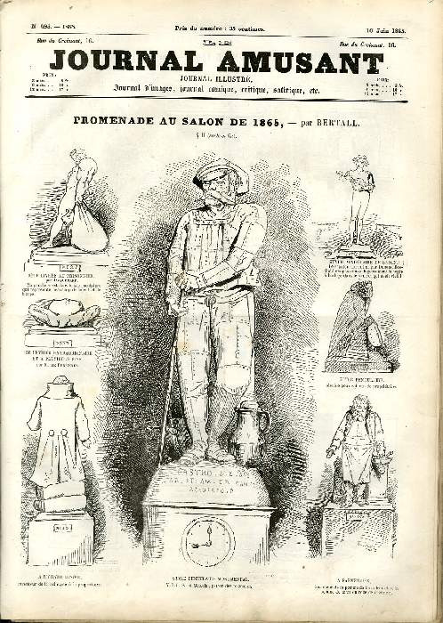 LE JOURNAL AMUSANT N 493 : PROMENADE AU SALON DE 1865, UN ENTRETIEN D'ALEXANDRE DUMAS, LES TRANSFORMATIONS DE L'HABIT, CROQUIS MILITAIRES, FANTASIAS