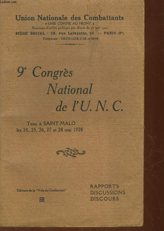 9 CONGRES NATIONA DE L'U. N. C.