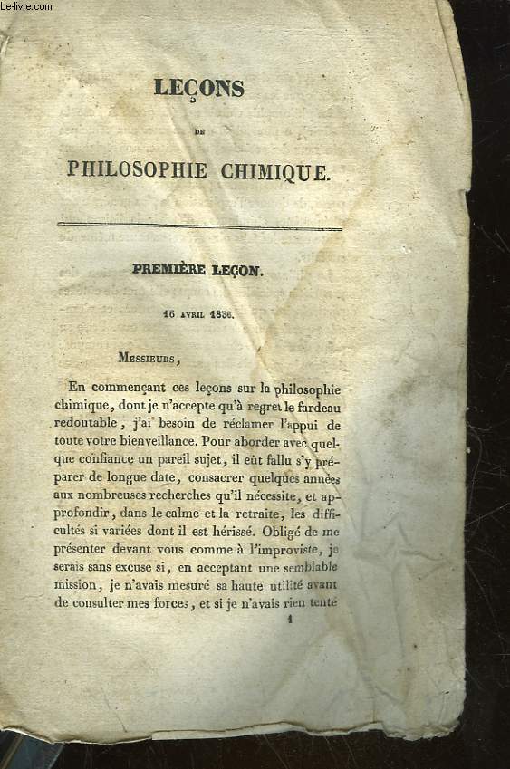 LECONS DE PHILOSOPHIE CHIMIQUE