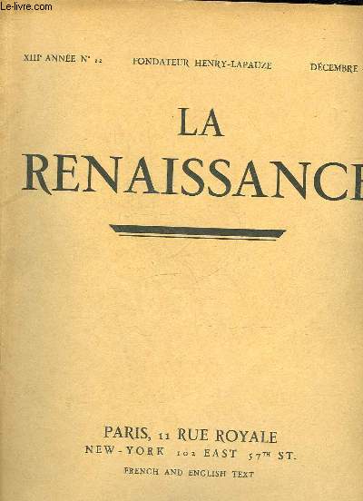 LA RENAISSANCE - 13 ANNEE - N 12