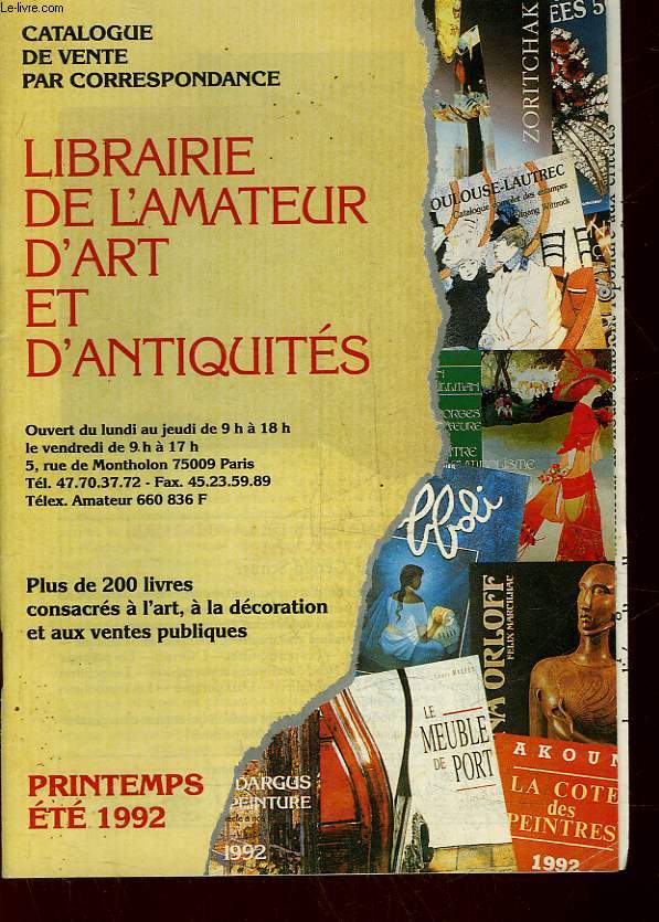 LIBRAIRIE DE L'AMATEUR D'ART ET D'ANTIQUITES
