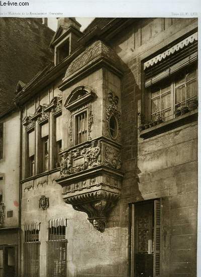 1 GRAVURE EN NOIR ET BLANC DE LA MAISON RUE VANNERIE, FACADE AVEC ECHAUGUETTE - DIJON