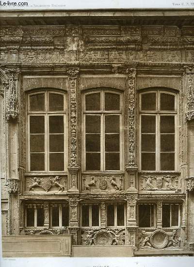 1 GRAVURE EN NOIR ET BLANC DU BUREAU DES FINANCES, DETAIL DU PREMIER ETAGE, ROUEN