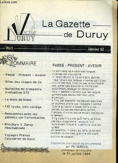 LA GAZETTE DE DURUY N1