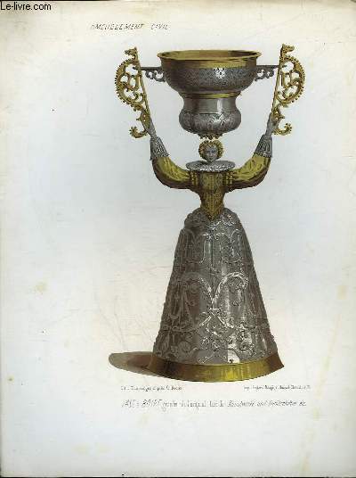 1 GRAVURE 19 COULEURS - AMEUBLEMENT CIVIL - VASE A BOIRE GRANDEUR DE L'ORIGINAL TIRE DE KUNSTWERKE UND GERATSCHAFTEN ETC