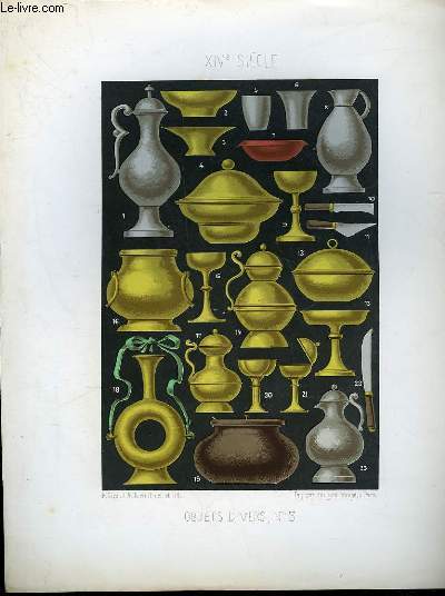 1 GRAVURE 19 COULEURS - OBJETS DIVERS, N3 - 14 SIECLE