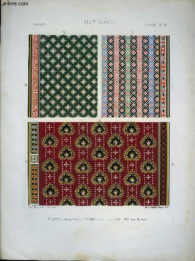 1 GRAVURE 19 COULEURS - ETOFFES ET BORDURES D'ETOFFES EXTR MS 6.784 BIBL IMP DE PARIS - 14 SIECLE - ETOFFES N 14 FRANCE