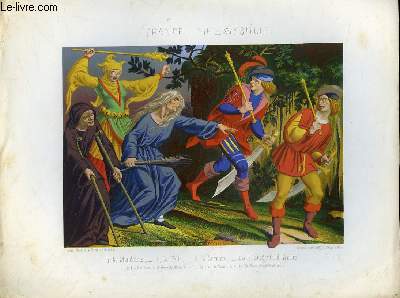 1 GRAVURE 19 COULEURS - FRANCE - FIN DU 15 SIECLE - MENDIANTE, FOLLE, SOECIERE, SERGENT D'ARMES