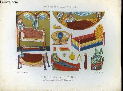 1 GRAVURE 19 COULEURS - AMEUBLEMENT, FIN DU 12 SIECLE - MEUBLES ET OBJETS DIVERS N7