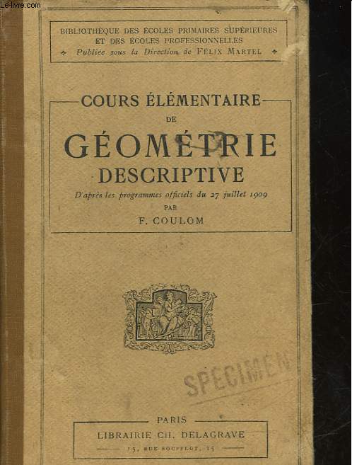 COURS ELEMENTAIRE DE GEOMETRIE DESCRIPTIVE