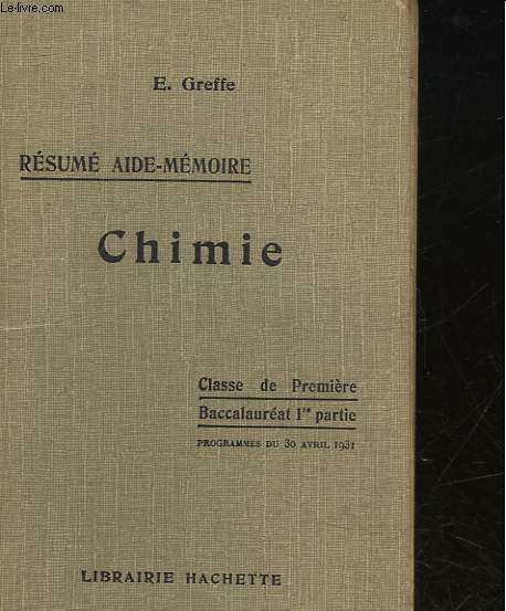 RESUME AIDE-MEMOIRE DE CHIMIE - BACCALAUREAT - 1 PARTIE