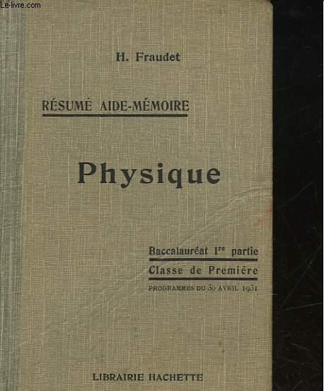 PHYSIQUE - BACCALAUREAT - 1 PARTIE
