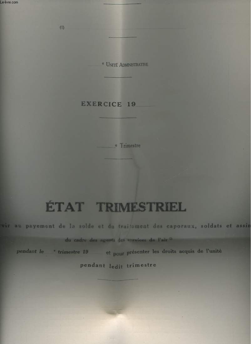 ETAT RECAPITULATIFS DES RETENUES - ETAT TRIMESTRIEL - NOMBREUSES NOTES