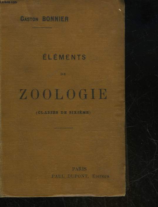 ELEMENTS DE ZOOLOGIE - CLASSE DE 6