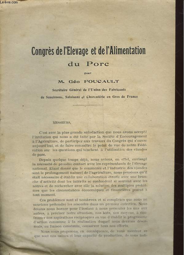 CONGRES DE L'ELEVAGE ET DE L'ALIMENTATION DU PORC