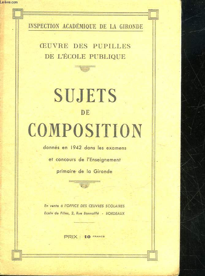 SUJETS DE COMPOSITION
