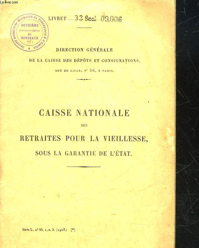 CAISSE NATIONALE DES RETRAITES POUR LA VIEILLESSE, SOUS LA GARANTIE DE L'ETAT - SERIE L N94