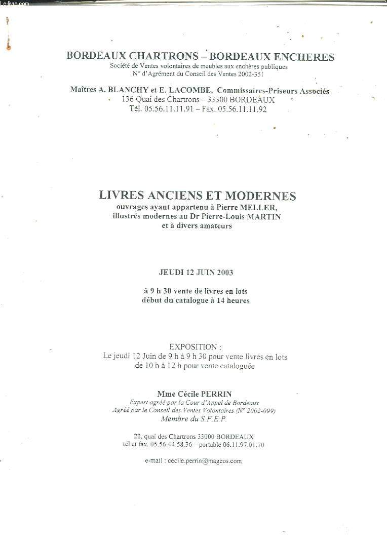 1 CATALOGUE DE VENTE AUX ENCHERES - LIVRES ANCIENS ET MODERNES -