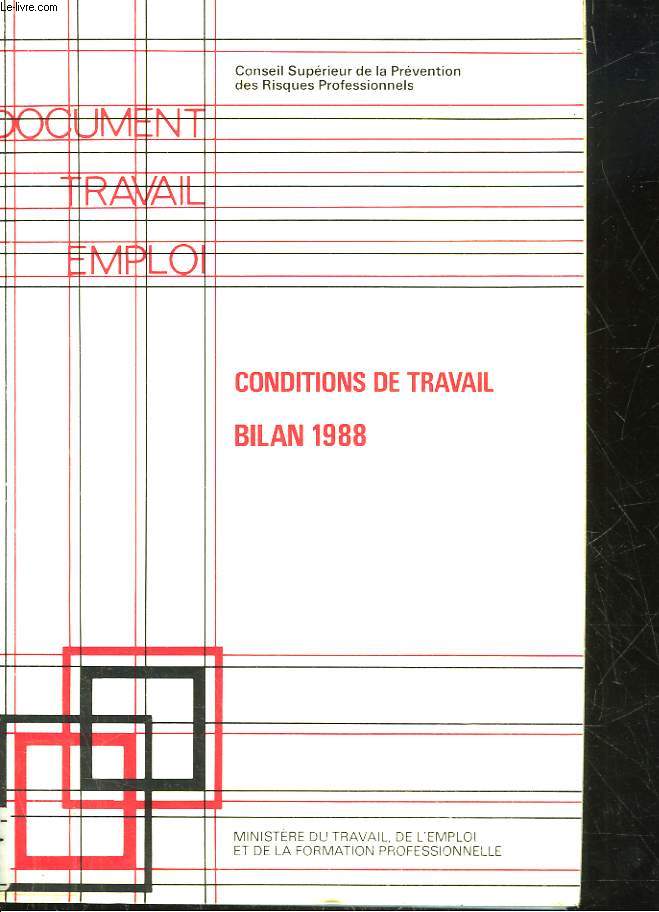 CONDITIONS DE TRAVAIL BILAN 1988