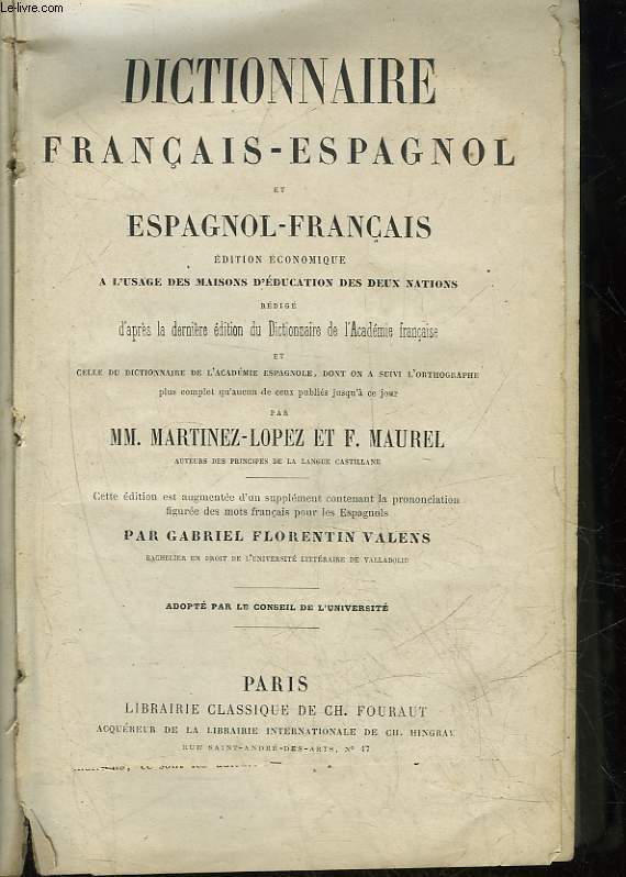 DICTIONNAIRE FRANCAIS-ESPAGNOL ET ESPAGNOL-FRANCAIS