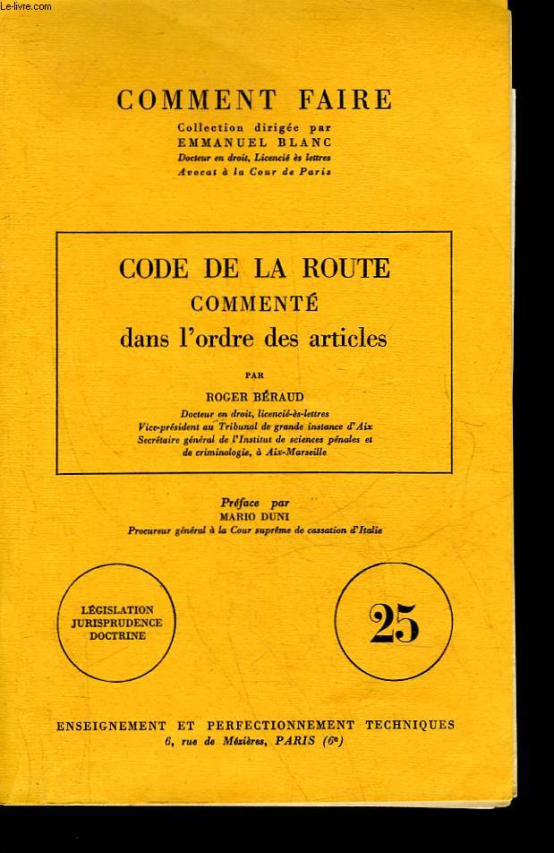 CODE DE LA ROUTE COMMENTE DANS L'ORDRE DES ARTICLES