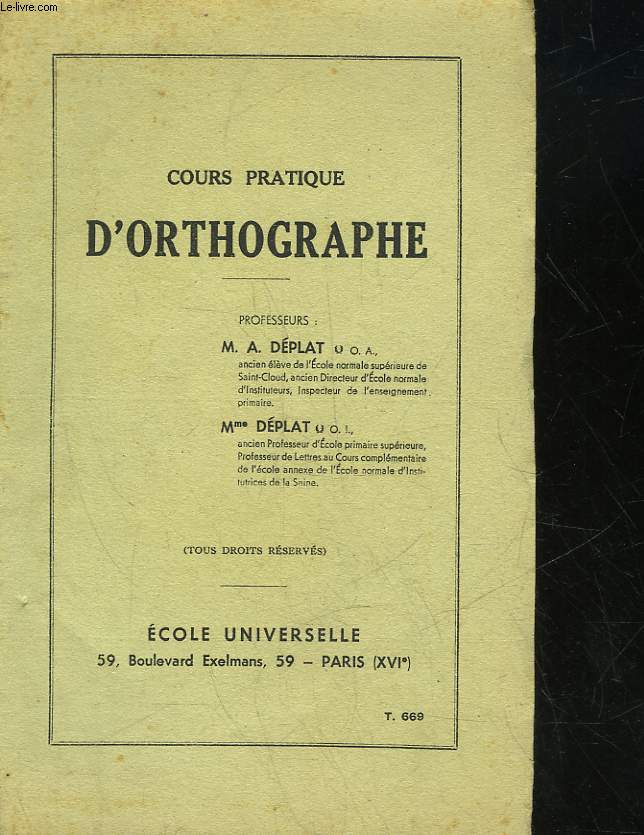 COURS PRATIQUE D'ORTHOGRAPHE