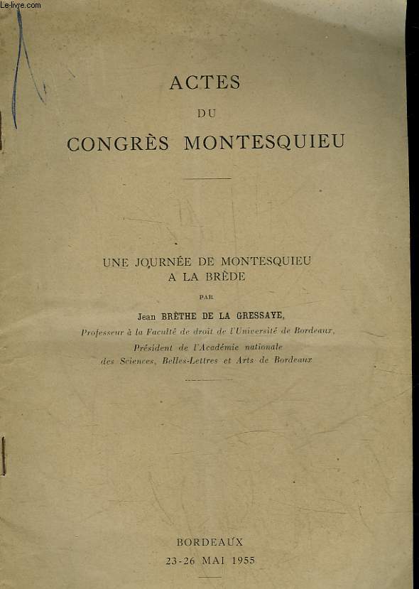 ACTES DU CONGRES MONTESQUIEU