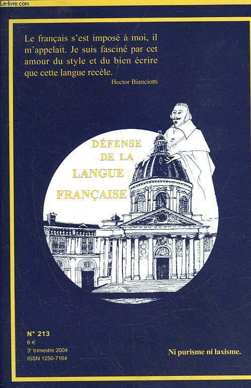 DEFENSE DE LA LANGUE FRANCAISE N213