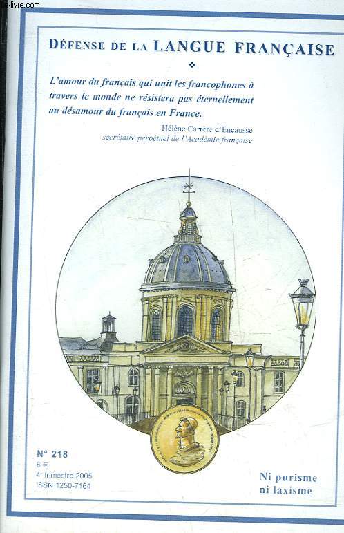 DEFENSE DE LA LANGUE FRANCAISE N218