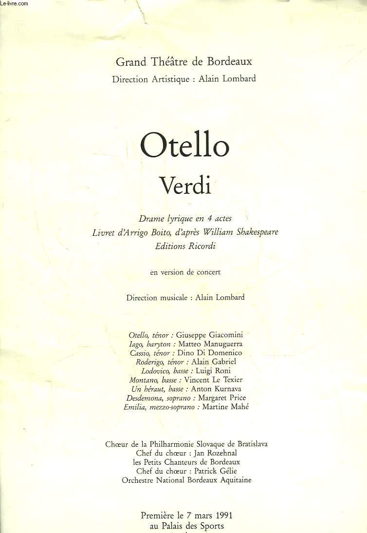 1 PROGRAMME - OTELLO VERDI