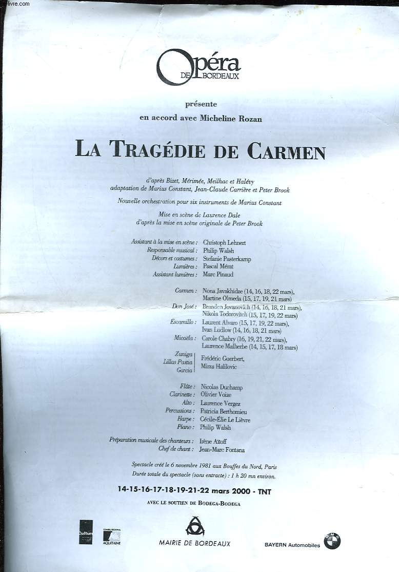 1 PROGRAMME - LA TAGEDIE DE CARMEN