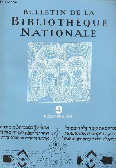 BULLETIN DE LA BIBLIOTHEQUE NATIONALE - 3 ANNEE - N4