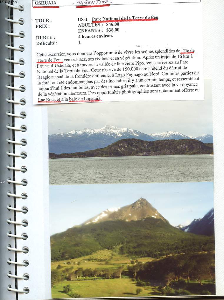 1 ALBUM PHOTOS : STANLEY, USHUAIA, LAC ESCONDIDO, PORT WILLIAMS