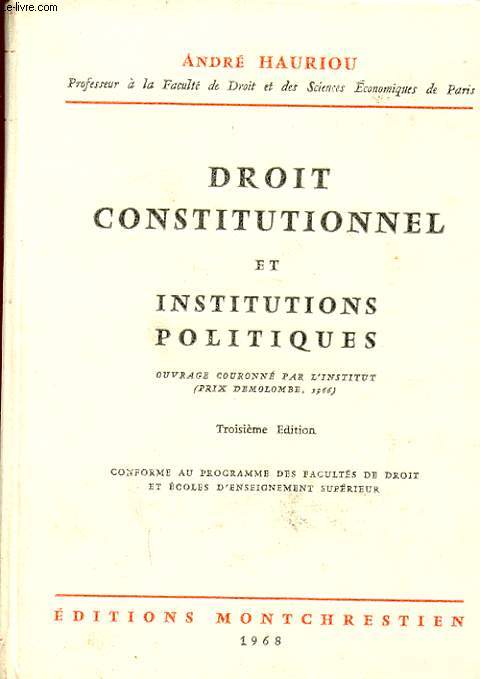 DROIT CONSTITUTIONNEL ET INSTITUTIONS POLITIQUES