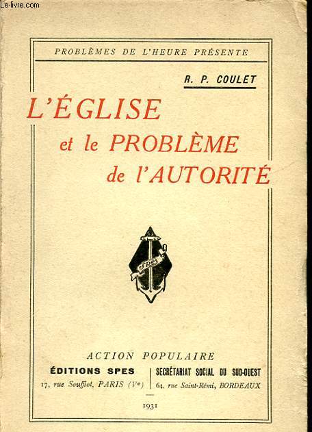 L'EGLISE ET LE PROBLEME DE L'AUTORITE