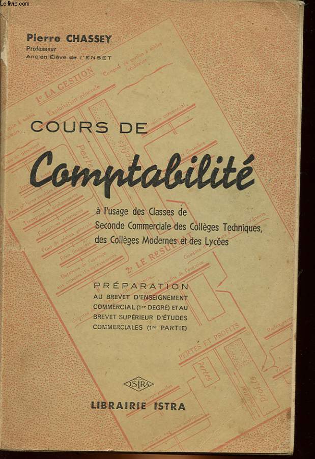 COURS DE COMPTABILITE A L'USAGE DES CLASSES DE SECONDE COMMERCIALE DES COLLEGES TECHNIQUES, DES COLLEGES MODERNES ET DES LYCEES