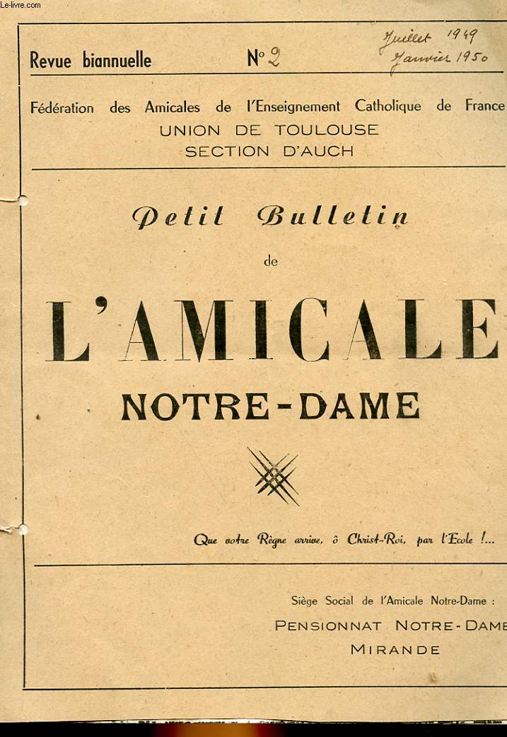 PETIT BULLETIN DE L'AMICALE NOTRE-DAME - N2