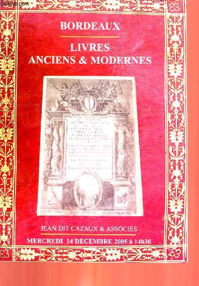 1 CATALOGUE DE VENTES AUX ENCHERES 6 LIVRES ANCIENS ET MODERNES