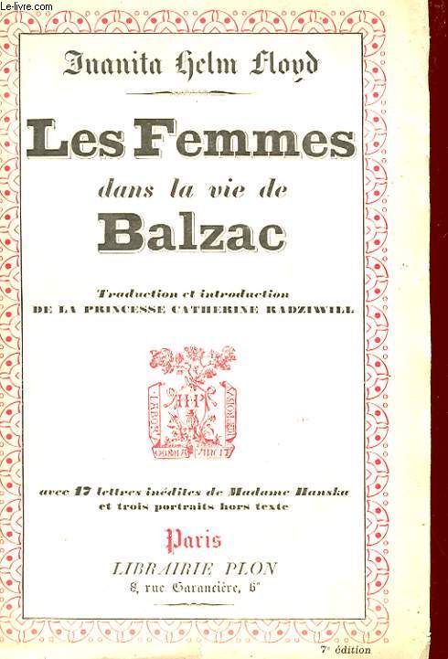 LES FEMMES DANS LA VIE DE BALZAC