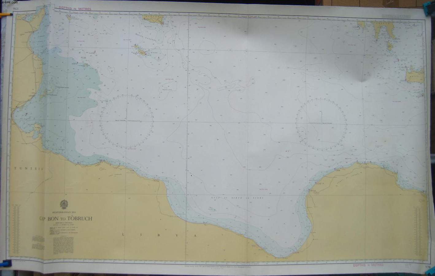 1 CARTE MARITIME EN COULEURS - MEDITERRANEAN SEA - CAP BON TO TOBRUCH - CARTE N176