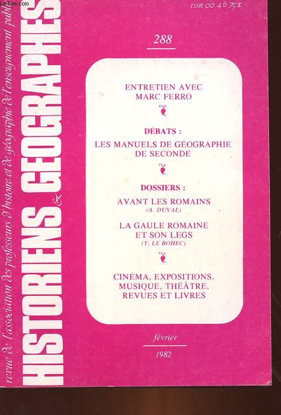 HISTORIENS ET GEOGRAPHES - N288