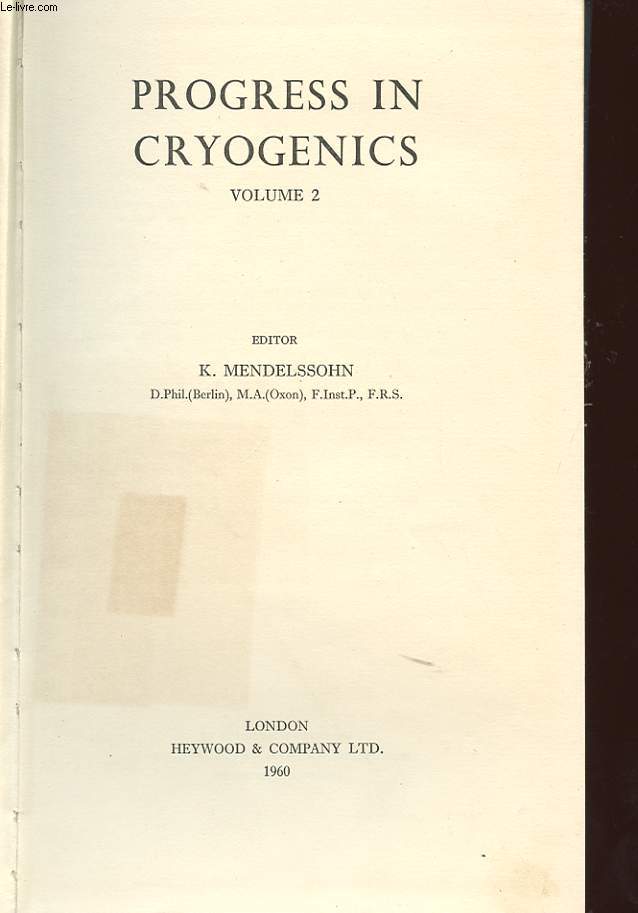 PROGRESS IN CRYOGENICS - VOLUME 2