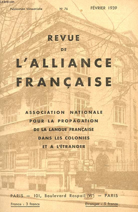 REVUE DE L'ALIANCE FRANCAISE - N76