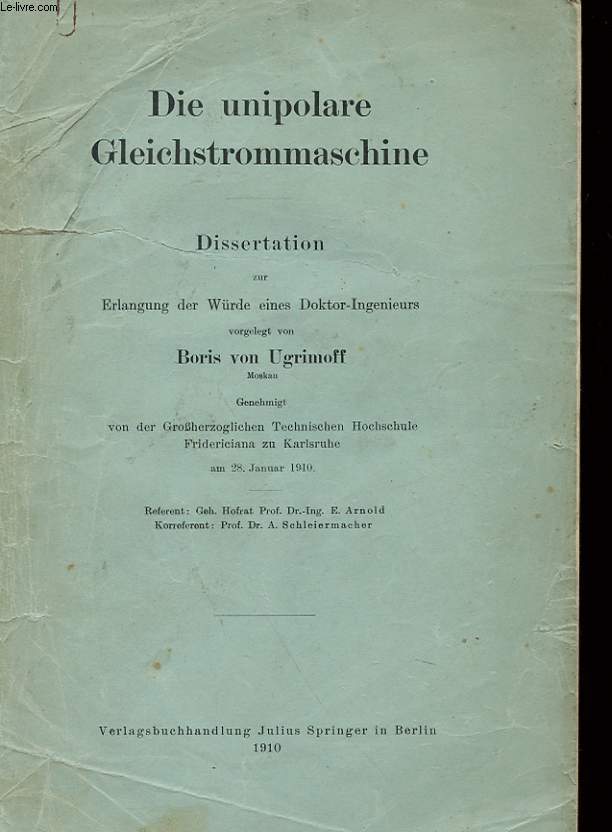 DIE UNIPOLARE GLEICHSTROMMASCHINE