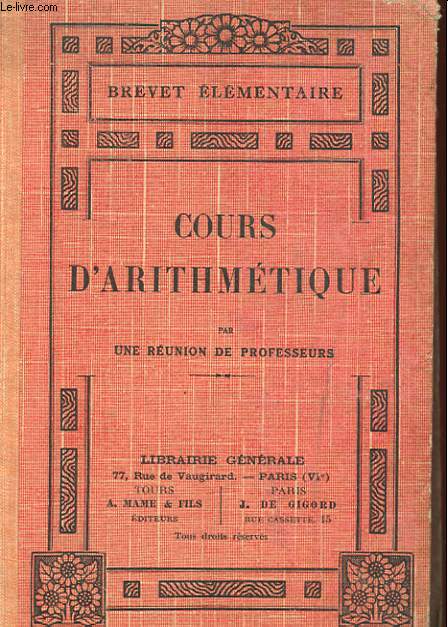 COURS D'ARITHMETIQUE